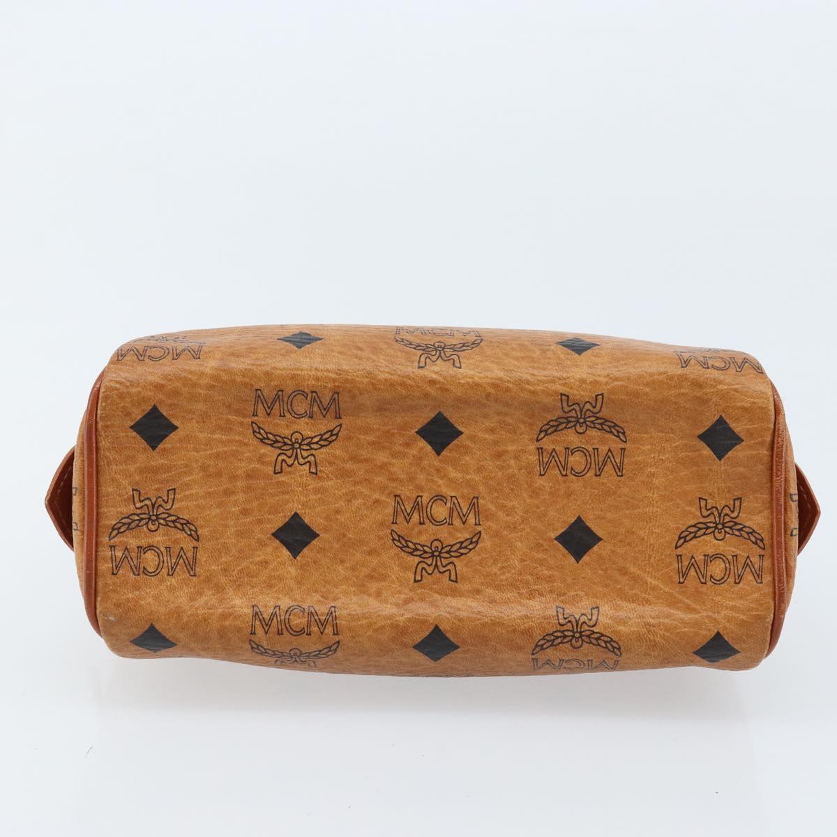 MCM Logogram Vicetos Mini Boston Bag PVC Brown Gold Auth gh1736