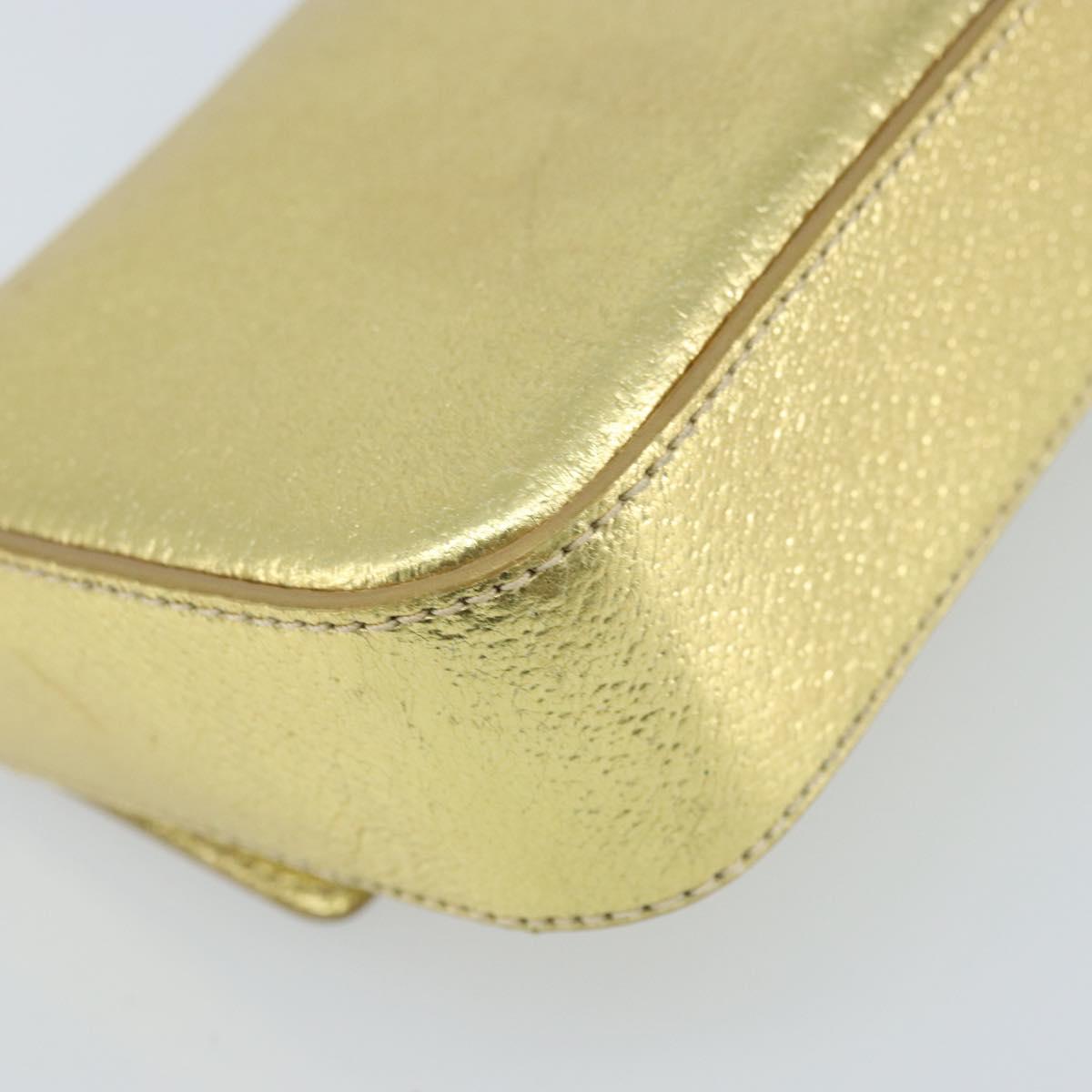 PRADA Pouch Leather Gold Auth gh1740