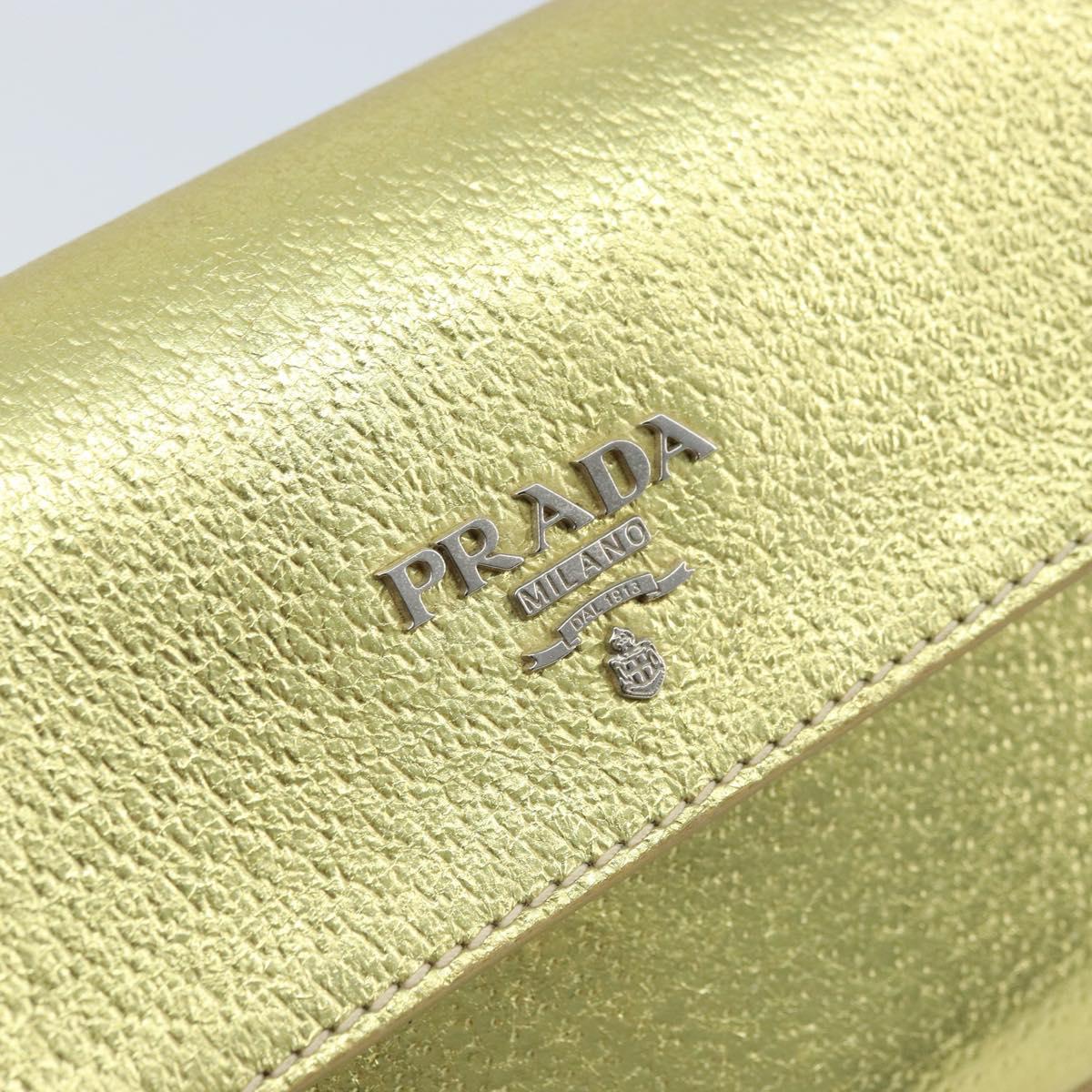 PRADA Pouch Leather Gold Auth gh1740