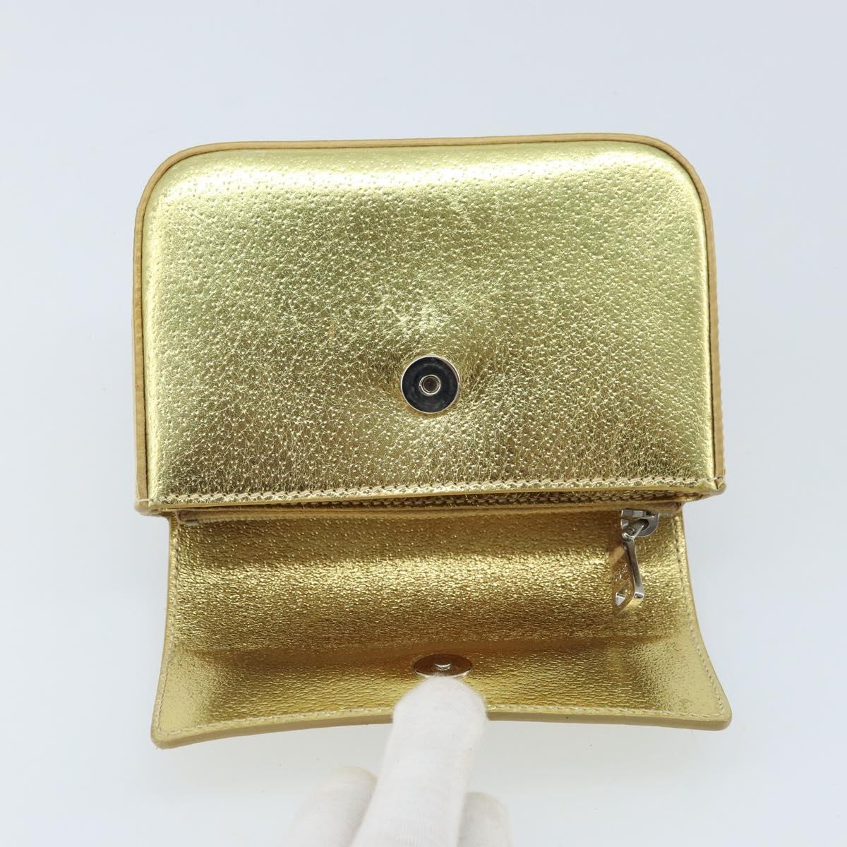 PRADA Pouch Leather Gold Auth gh1740