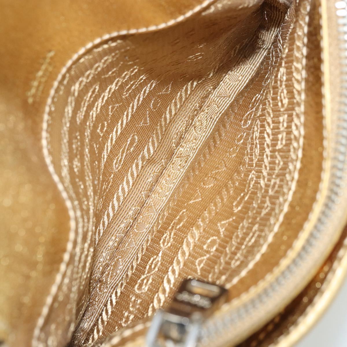 PRADA Pouch Leather Gold Auth gh1740