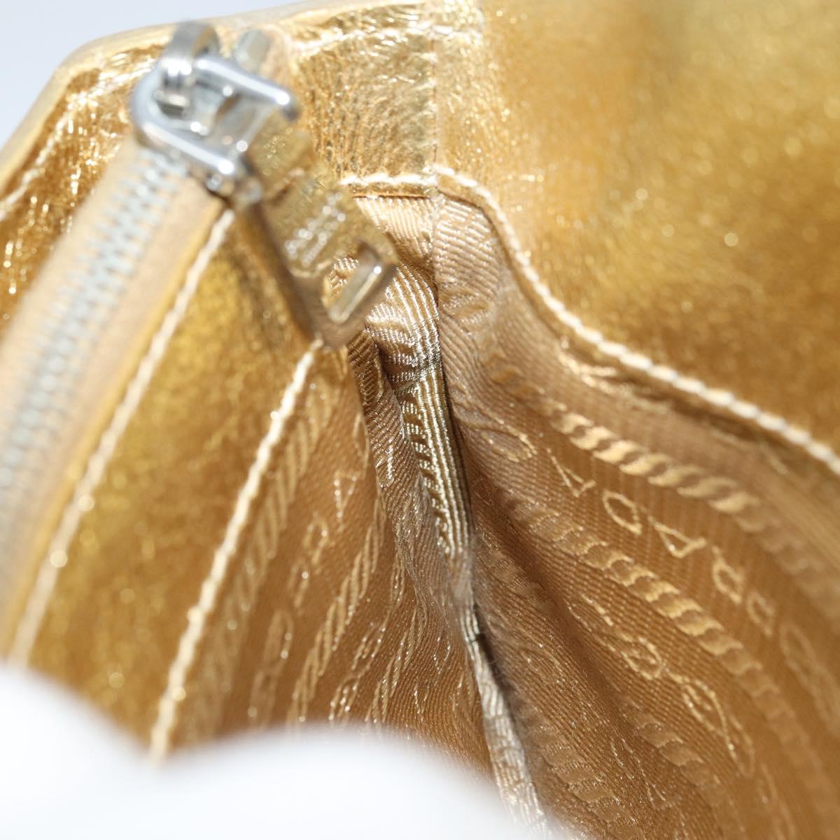 PRADA Pouch Leather Gold Auth gh1740