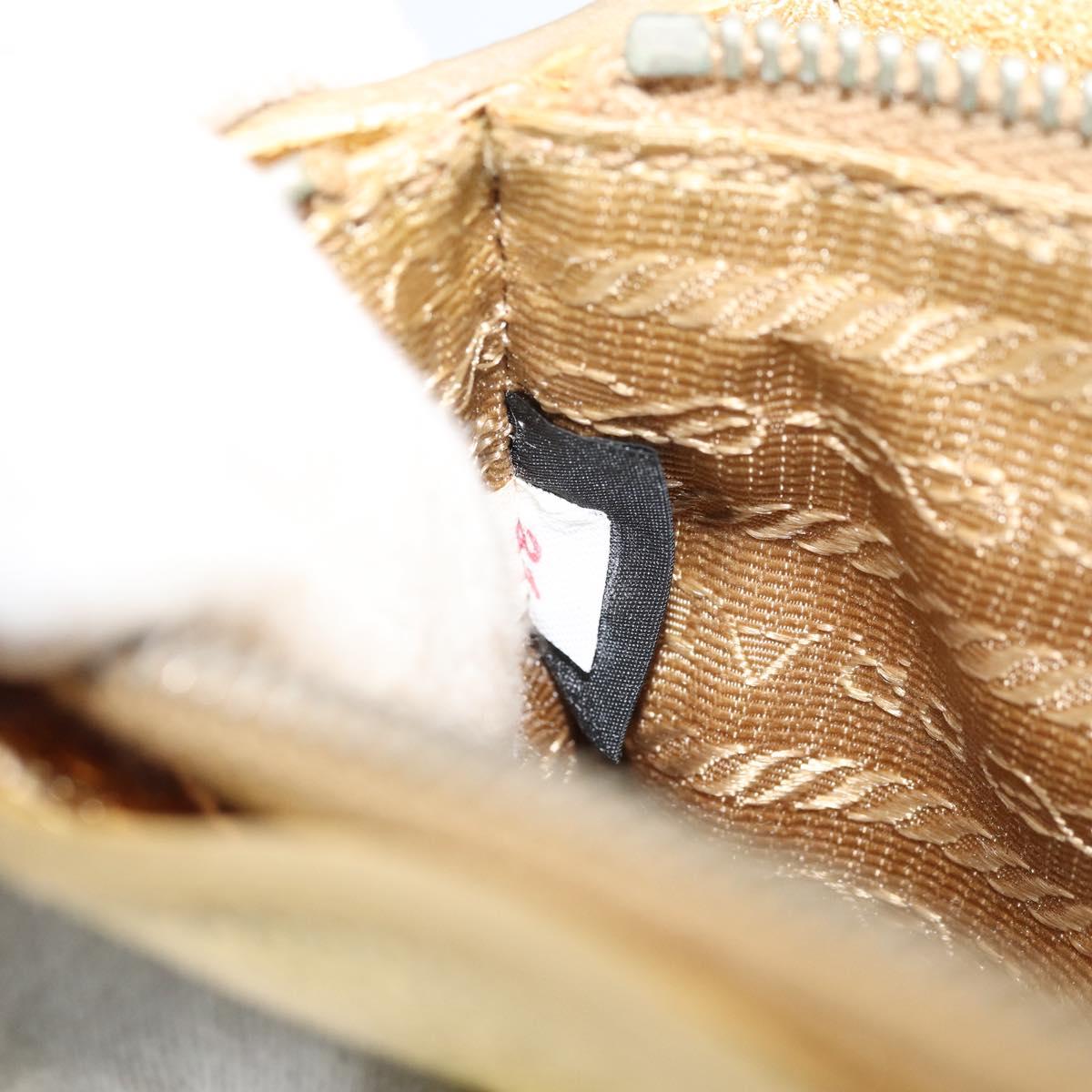 PRADA Pouch Leather Gold Auth gh1740