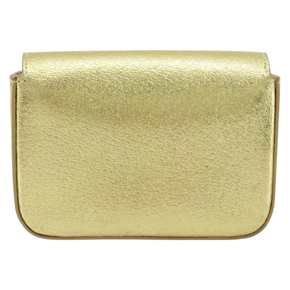 PRADA Pouch Leather Gold Auth gh1740