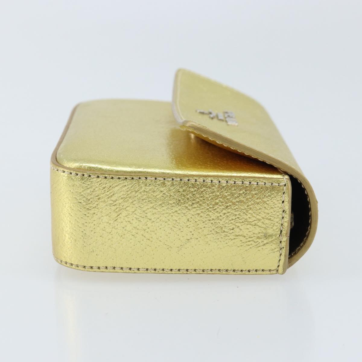 PRADA Pouch Leather Gold Auth gh1740