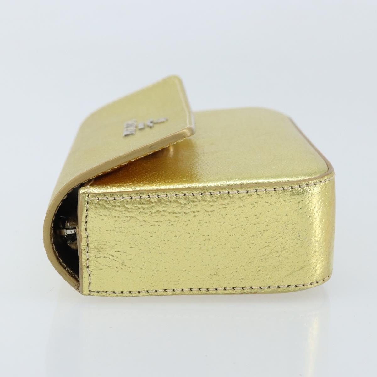 PRADA Pouch Leather Gold Auth gh1740