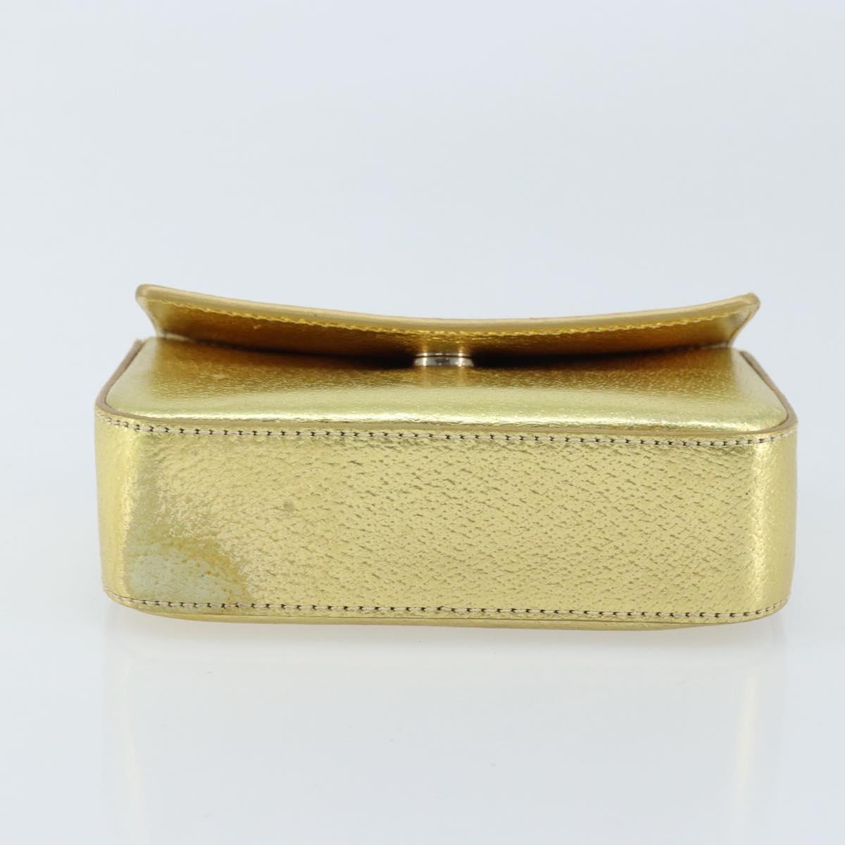 PRADA Pouch Leather Gold Auth gh1740