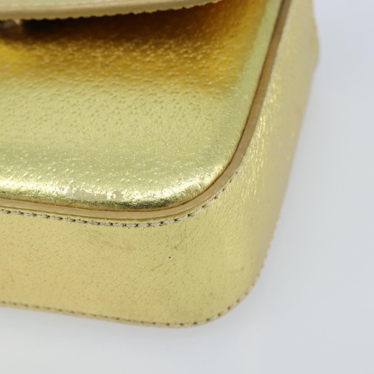 PRADA Pouch Leather Gold Auth gh1740