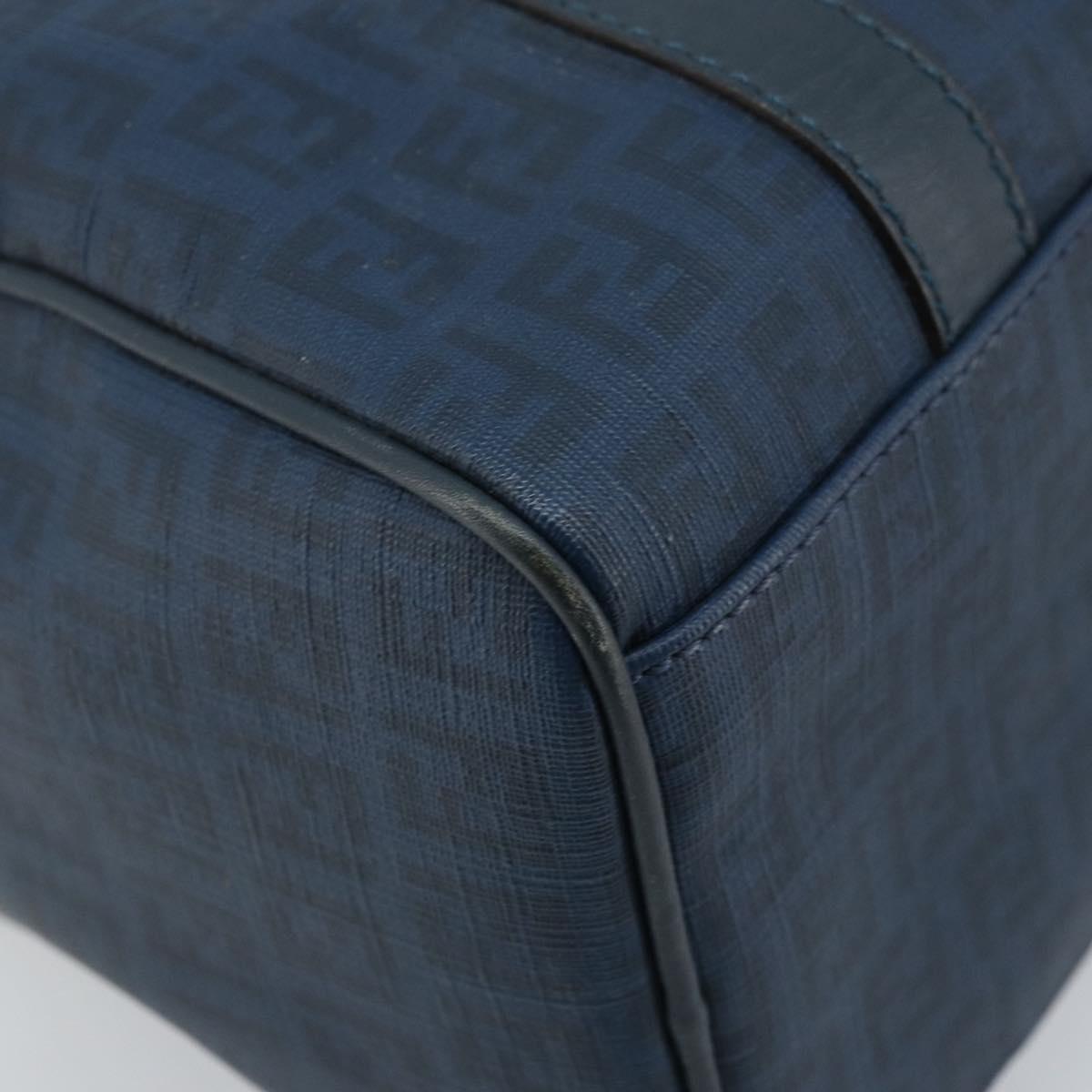 FENDI Zucchino Canvas Boston Bag Navy Gold Auth gh1746