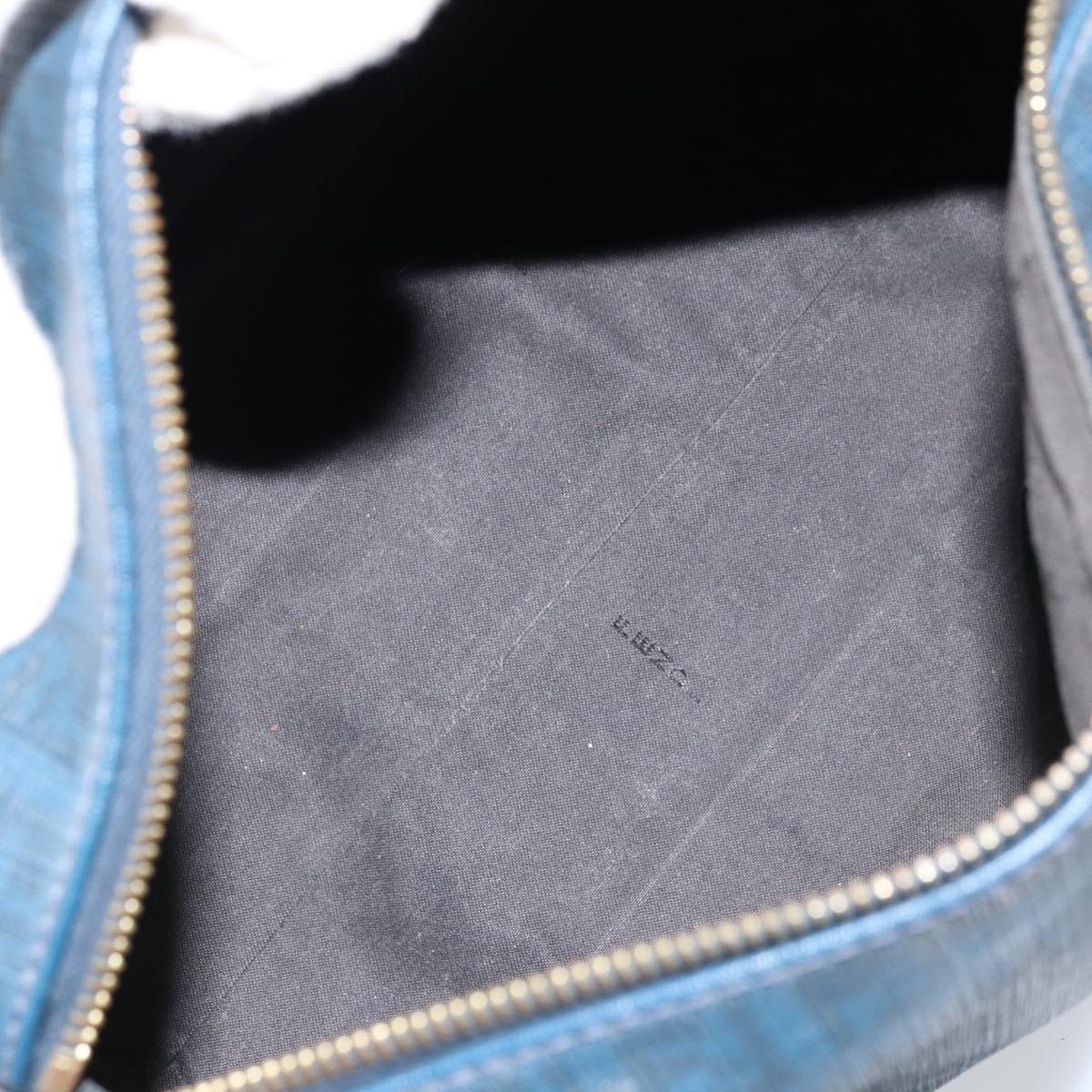 FENDI Zucchino Canvas Boston Bag Navy Gold Auth gh1746