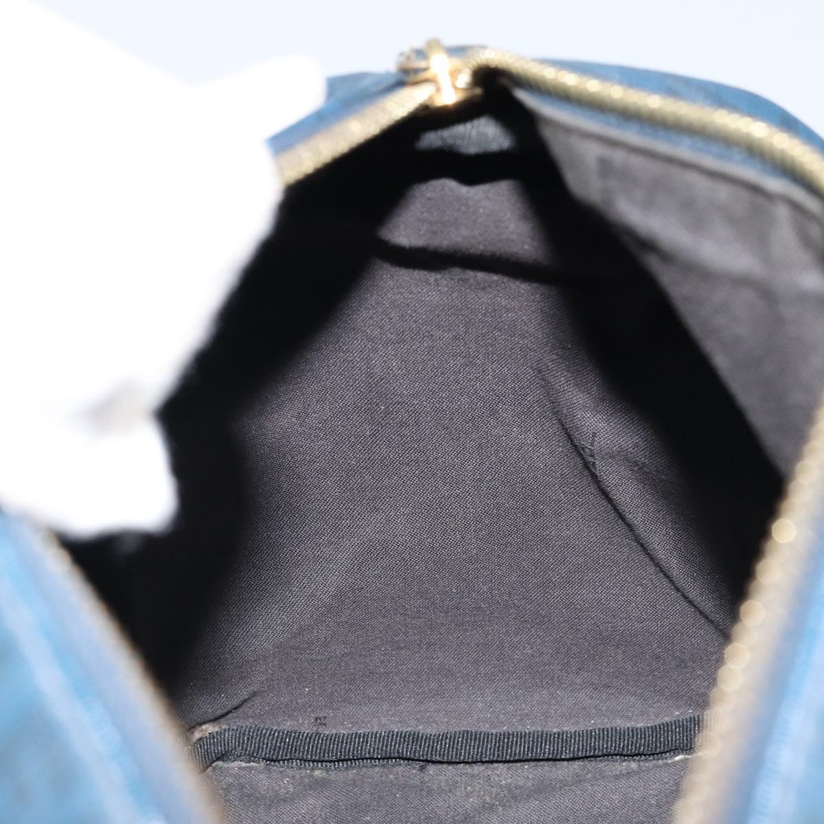 FENDI Zucchino Canvas Boston Bag Navy Gold Auth gh1746