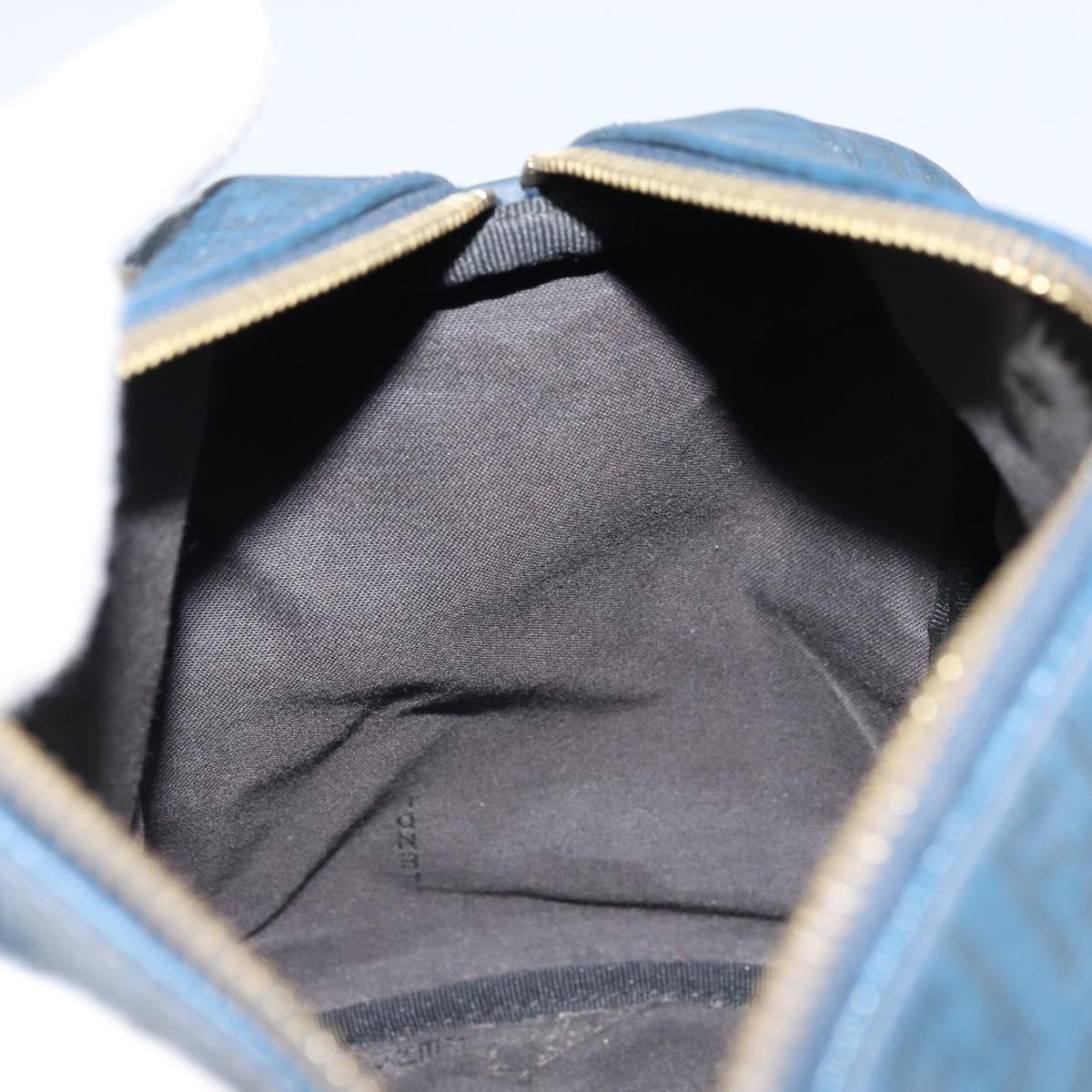 FENDI Zucchino Canvas Boston Bag Navy Gold Auth gh1746