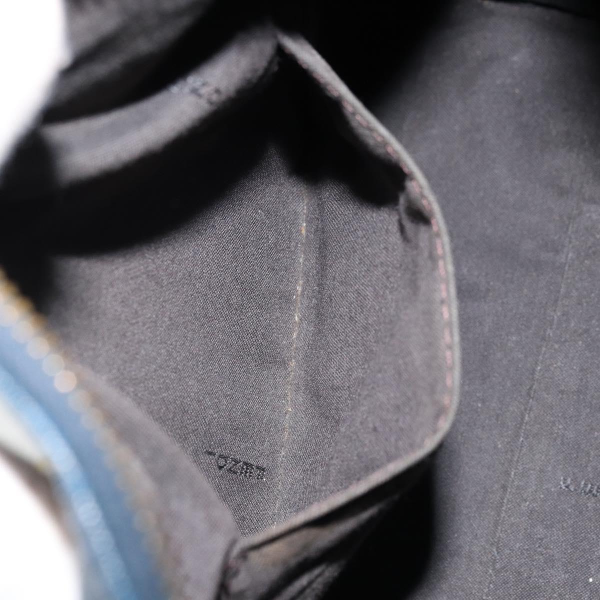 FENDI Zucchino Canvas Boston Bag Navy Gold Auth gh1746