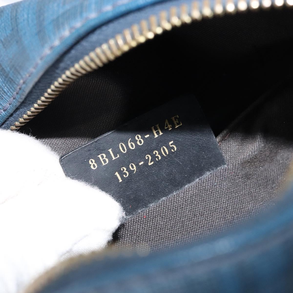 FENDI Zucchino Canvas Boston Bag Navy Gold Auth gh1746