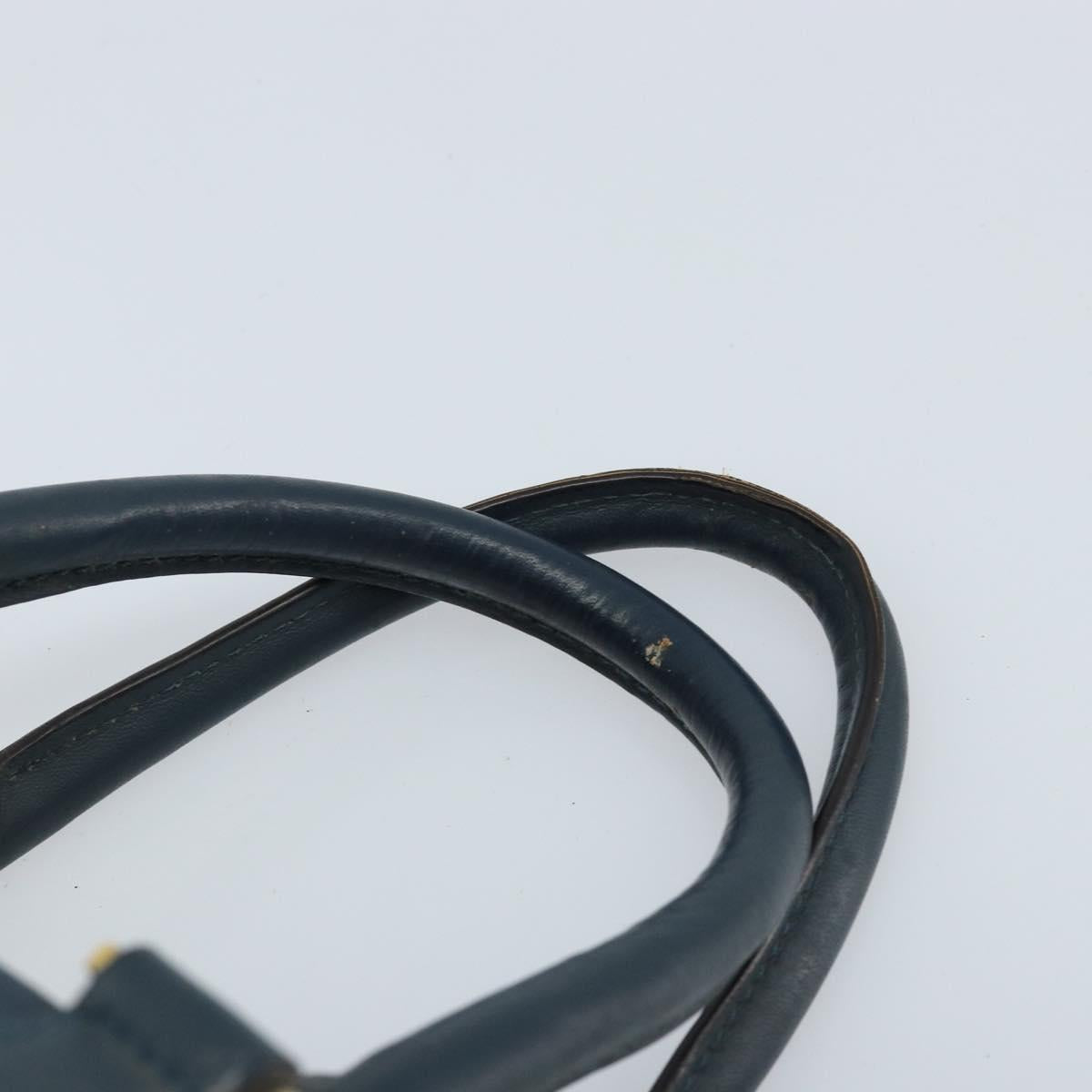 FENDI Zucchino Canvas Boston Bag Navy Gold Auth gh1746