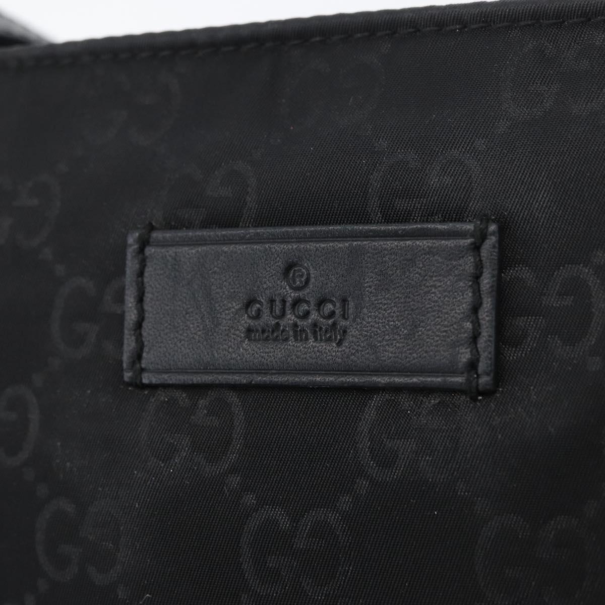 GUCCI GG Canvas Shoulder Bag Nylon Black Silver 314529 Auth gh1748