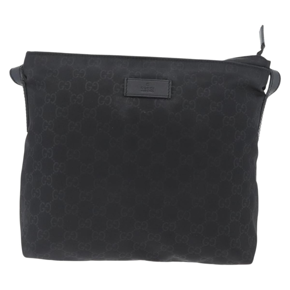 GUCCI GG Canvas Shoulder Bag Nylon Black Silver 314529 Auth gh1748