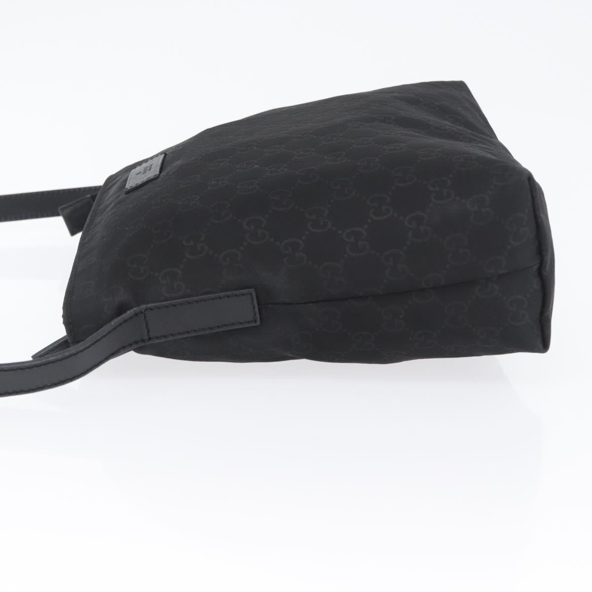 GUCCI GG Canvas Shoulder Bag Nylon Black Silver 314529 Auth gh1748