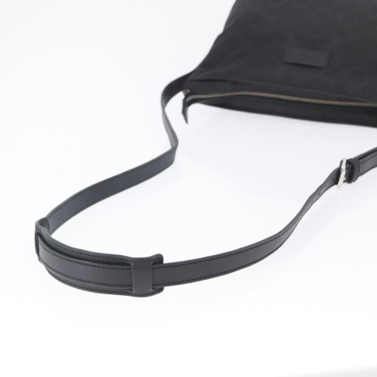 GUCCI GG Canvas Shoulder Bag Nylon Black Silver 314529 Auth gh1748
