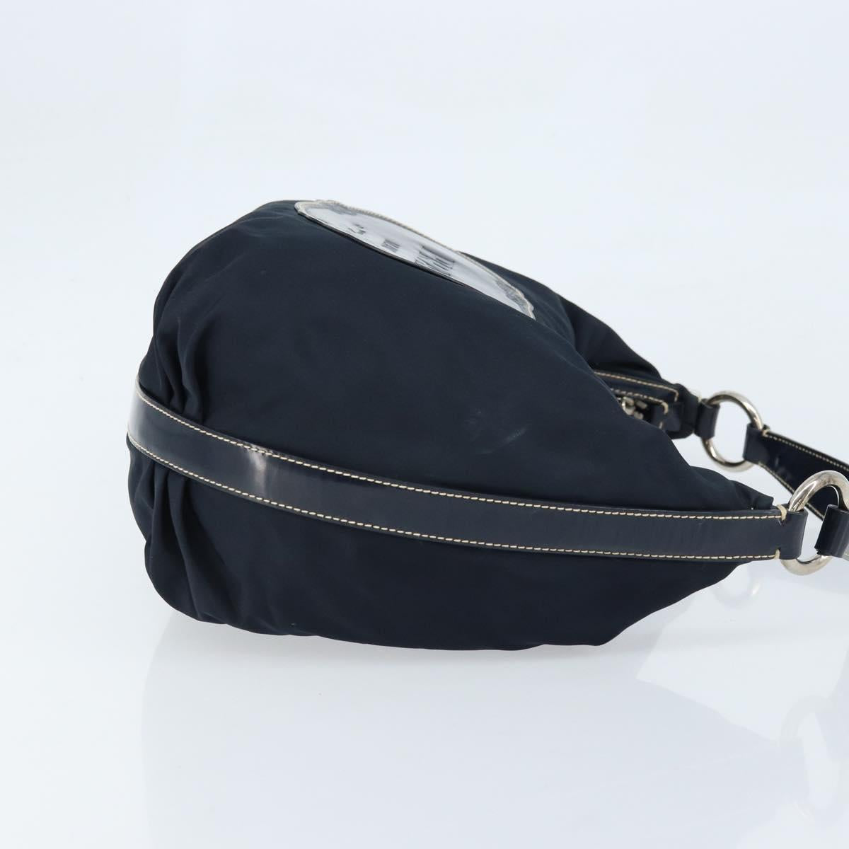 PRADA Shoulder Bag Nylon Navy Silver Auth gh1754V