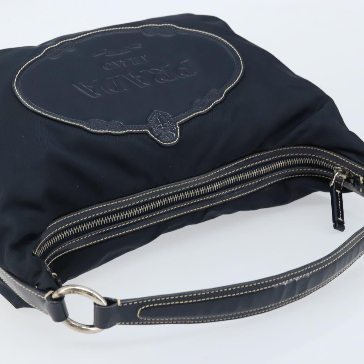 PRADA Shoulder Bag Nylon Navy Silver Auth gh1754V