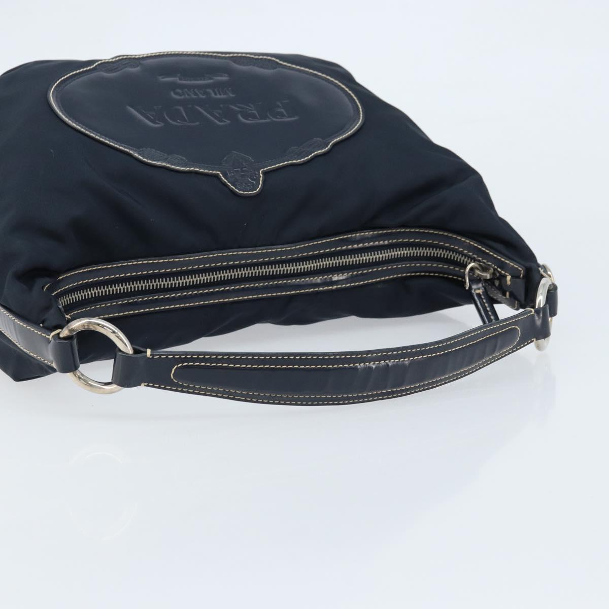 PRADA Shoulder Bag Nylon Navy Silver Auth gh1754V
