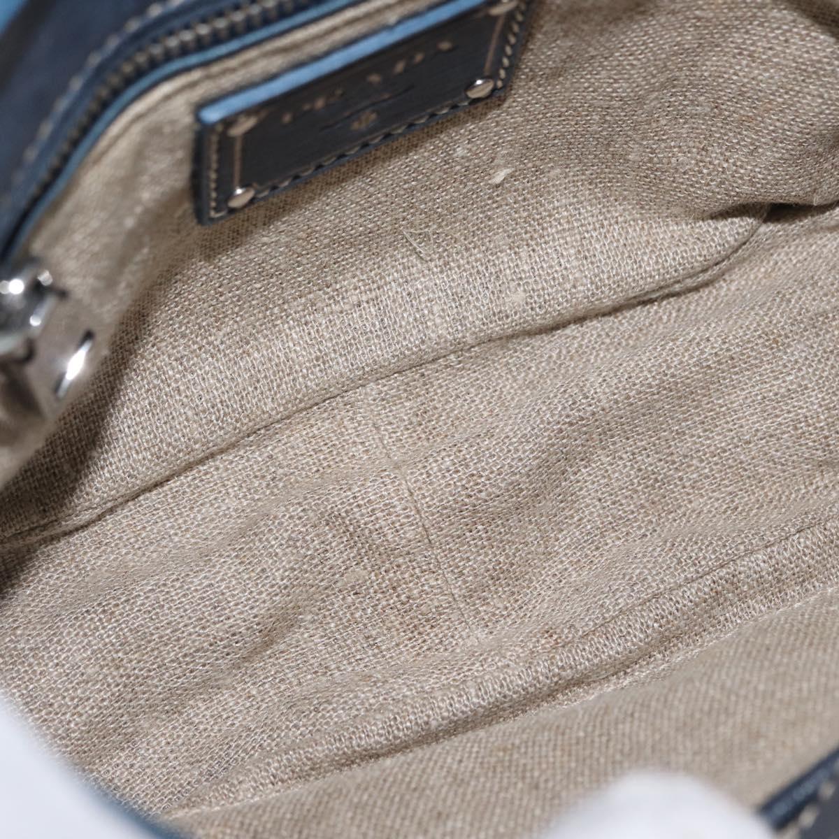 PRADA Chain Shoulder Bag Denim Blue Silver Auth gh1755V