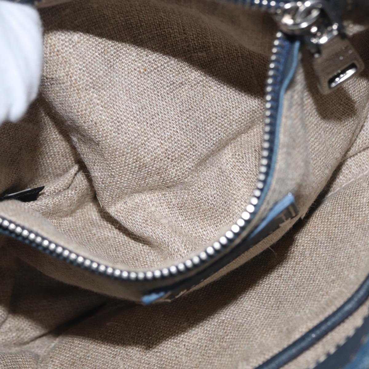 PRADA Chain Shoulder Bag Denim Blue Silver Auth gh1755V