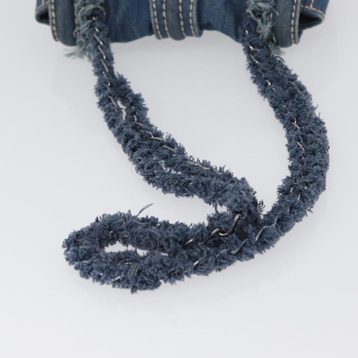 PRADA Chain Shoulder Bag Denim Blue Silver Auth gh1755V