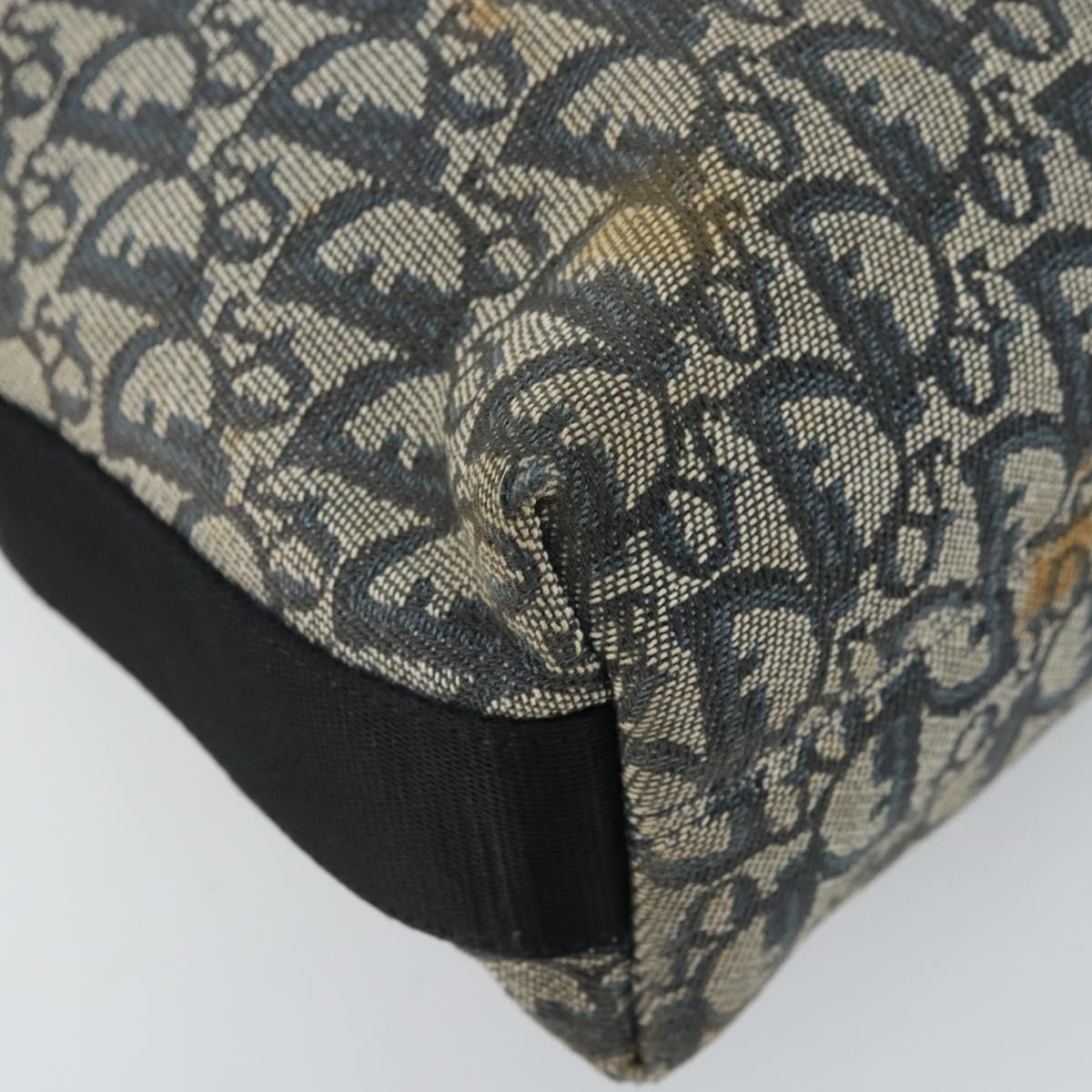 Christian Dior Trotter Canvas Shoulder Bag Navy Silver Auth gh1756