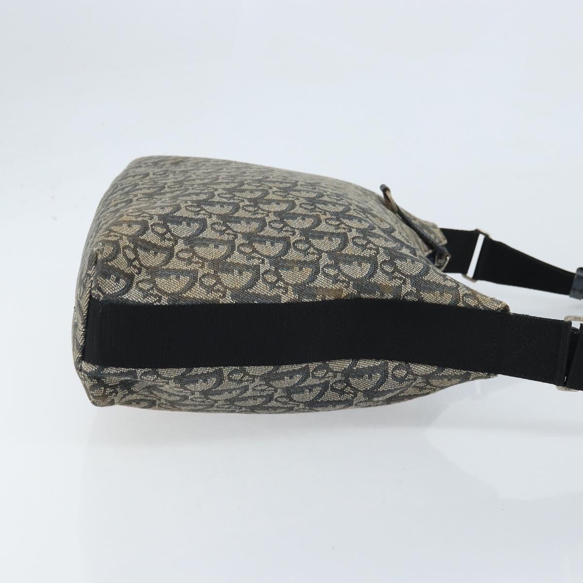 Christian Dior Trotter Canvas Shoulder Bag Navy Silver Auth gh1756