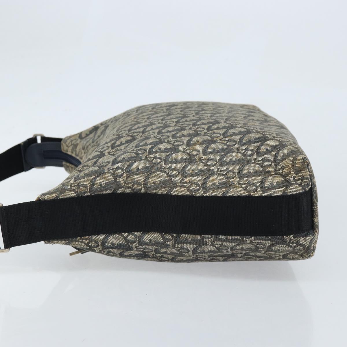 Christian Dior Trotter Canvas Shoulder Bag Navy Silver Auth gh1756