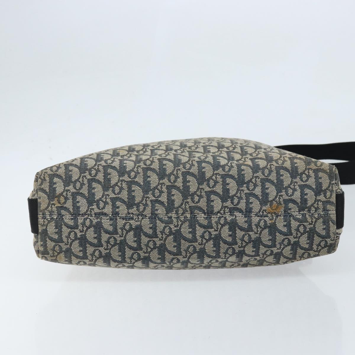 Christian Dior Trotter Canvas Shoulder Bag Navy Silver Auth gh1756