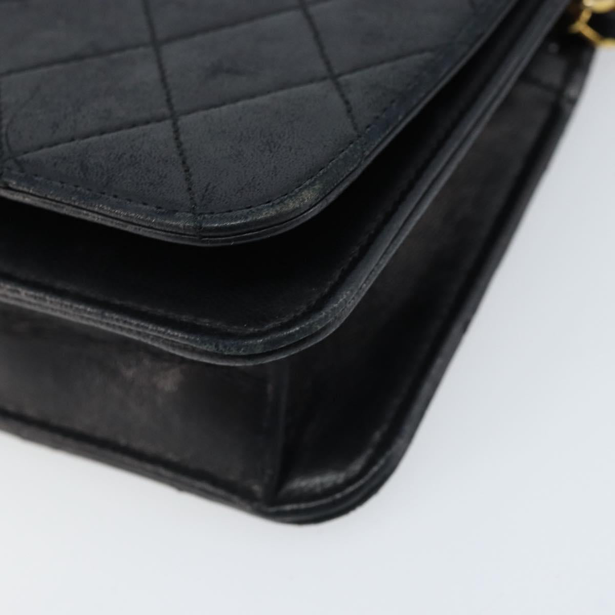 CHANEL Matelasse Chain Shoulder Bag Leather Black Gold CC Auth gh1758