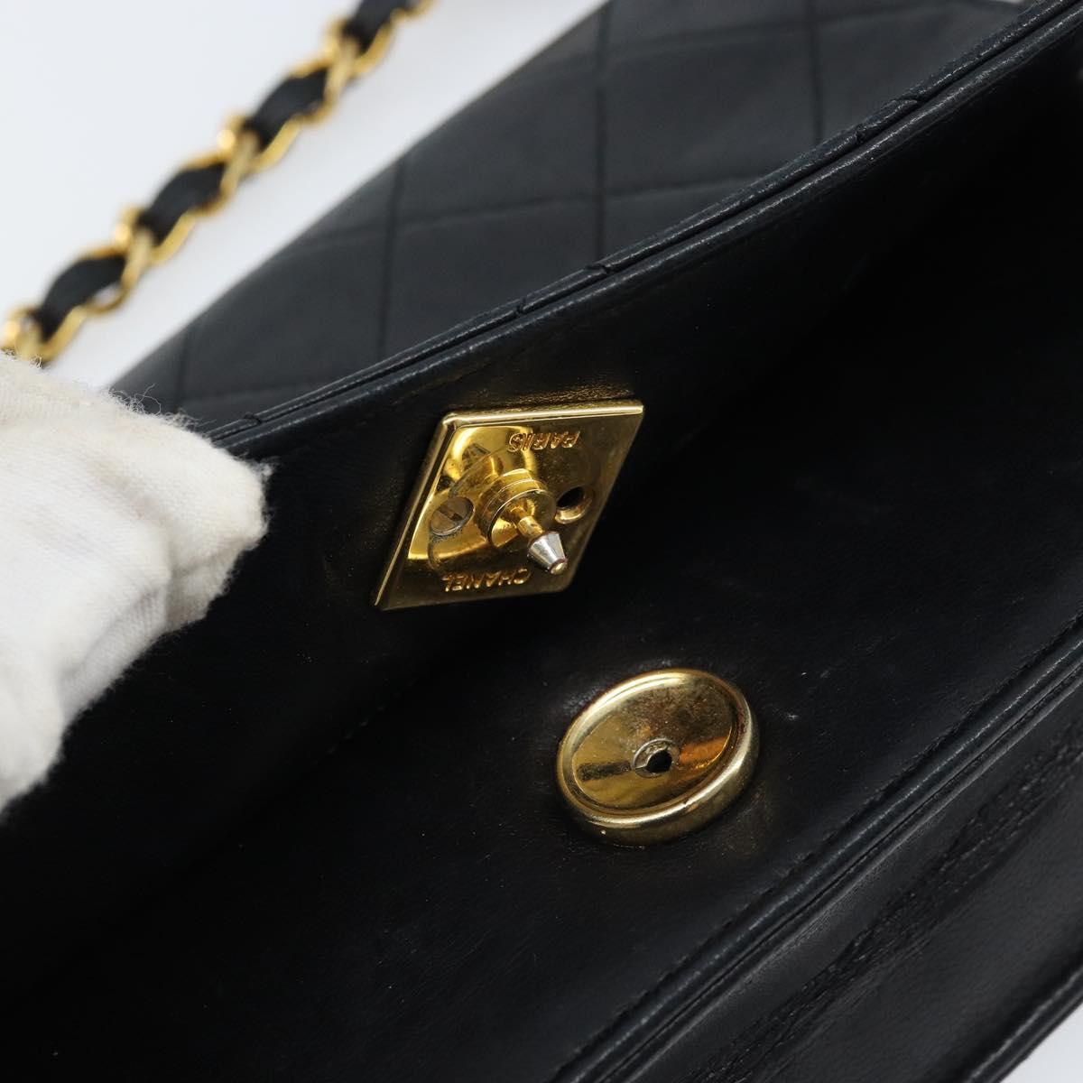 CHANEL Matelasse Chain Shoulder Bag Leather Black Gold CC Auth gh1758