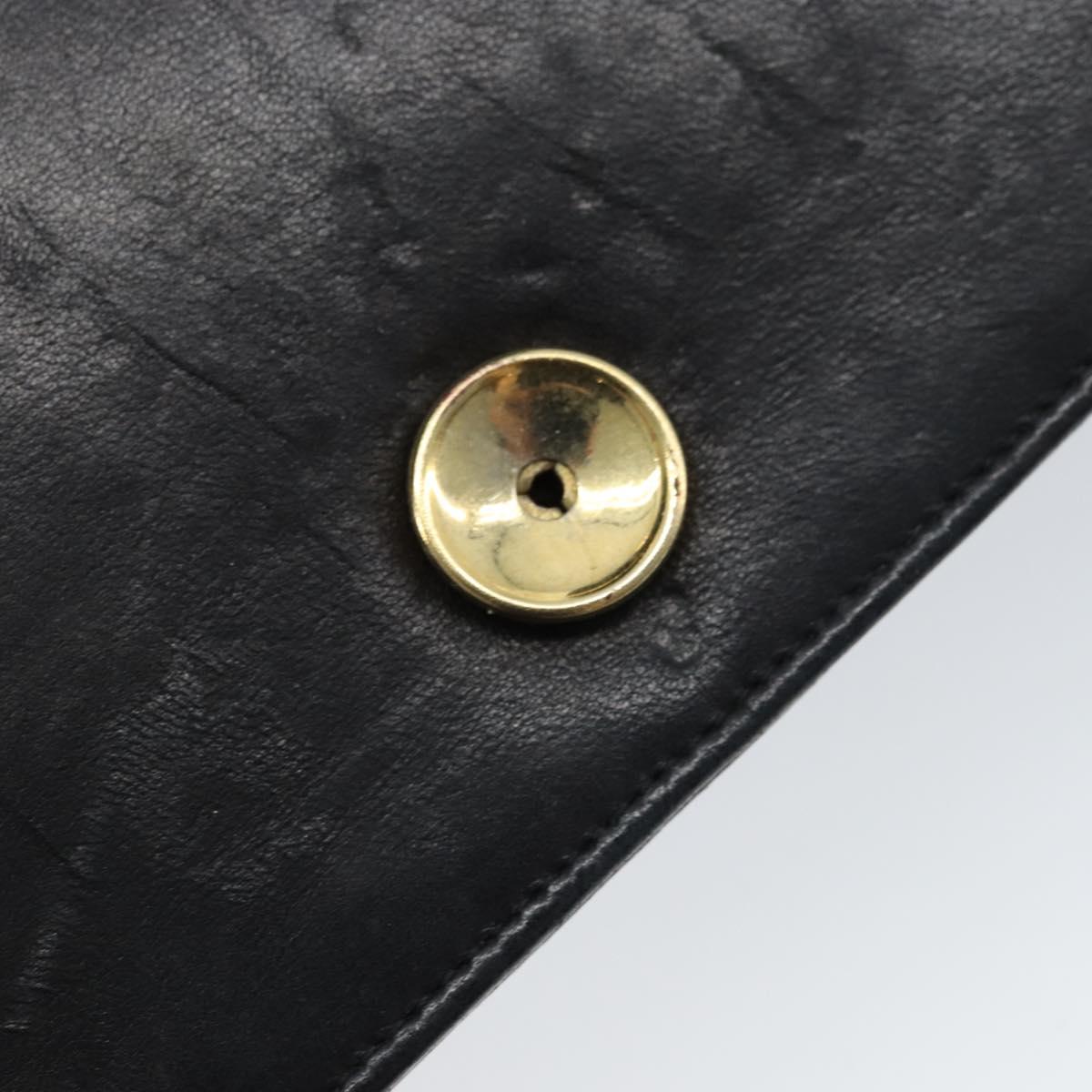 CHANEL Matelasse Chain Shoulder Bag Leather Black Gold CC Auth gh1758