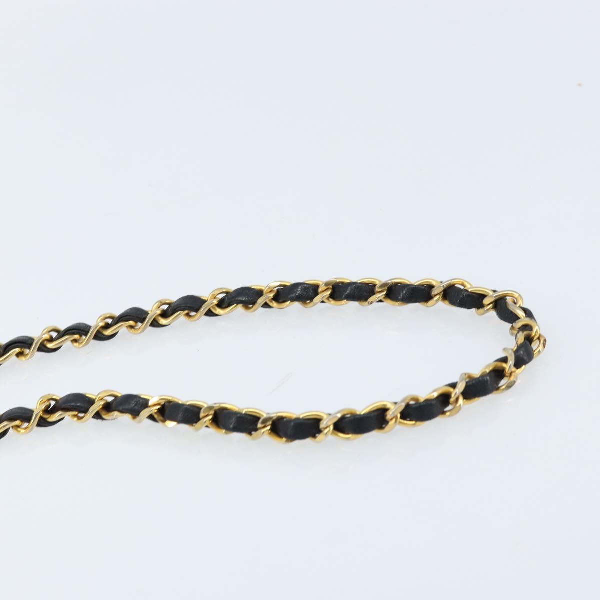 CHANEL Matelasse Chain Shoulder Bag Leather Black Gold CC Auth gh1758