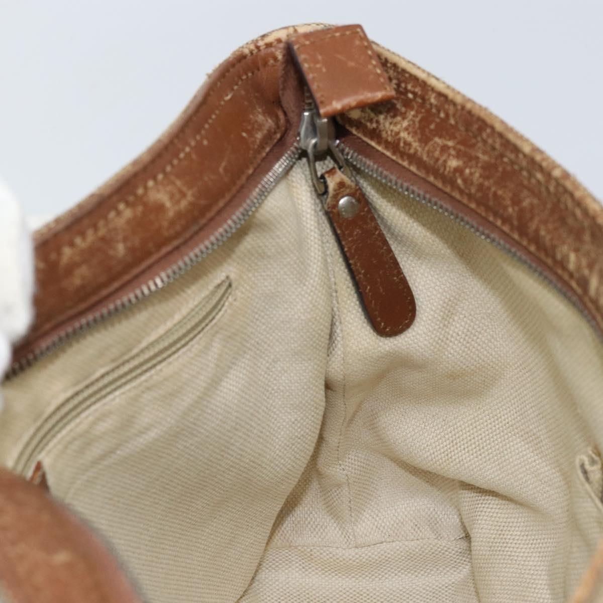 GUCCI GG Canvas Shoulder Bag Beige Silver 337598 Auth gh1763