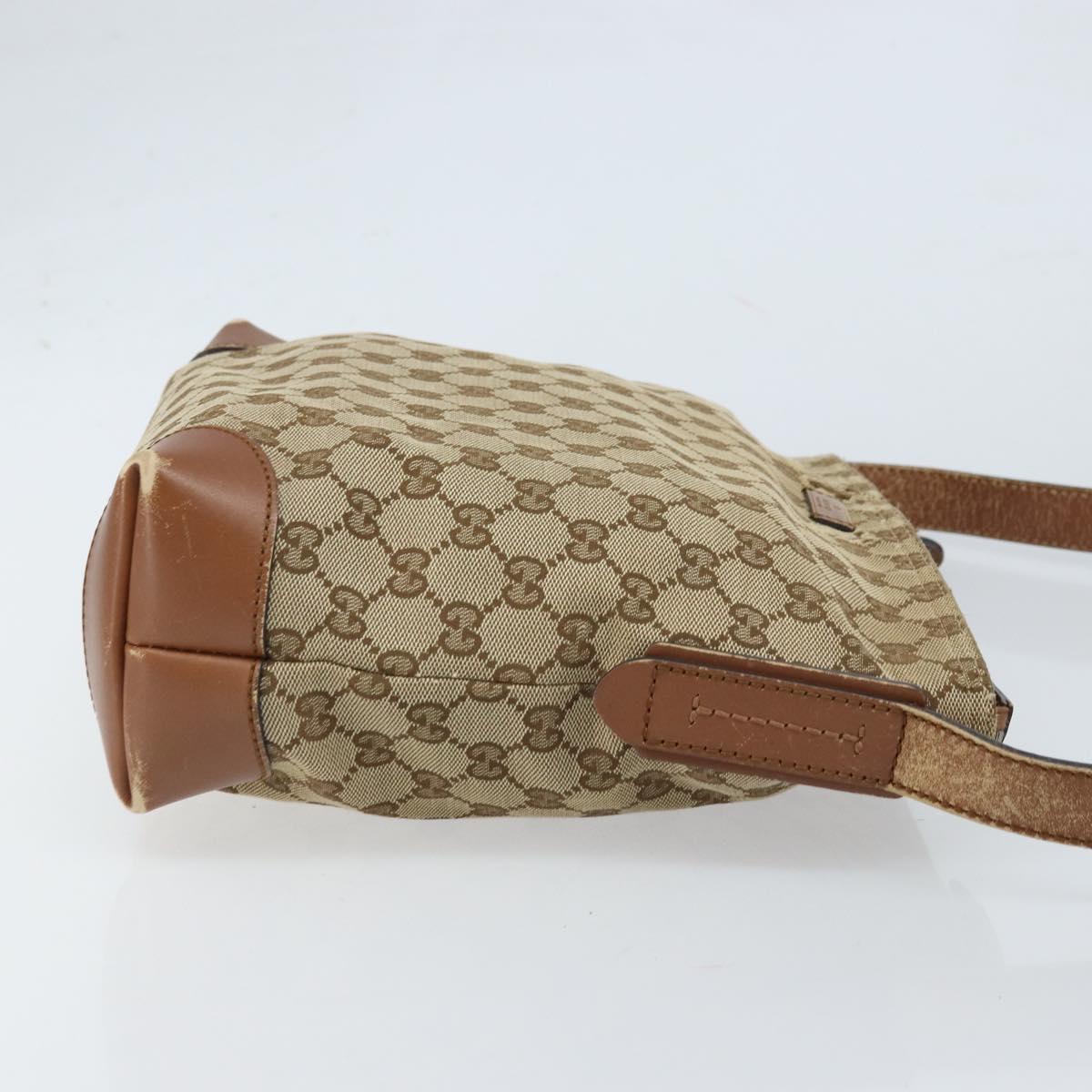 GUCCI GG Canvas Shoulder Bag Beige Silver 337598 Auth gh1763