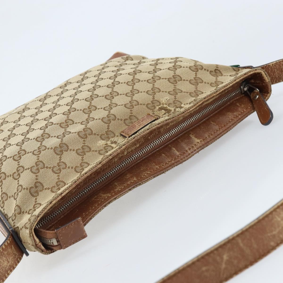 GUCCI GG Canvas Shoulder Bag Beige Silver 337598 Auth gh1763