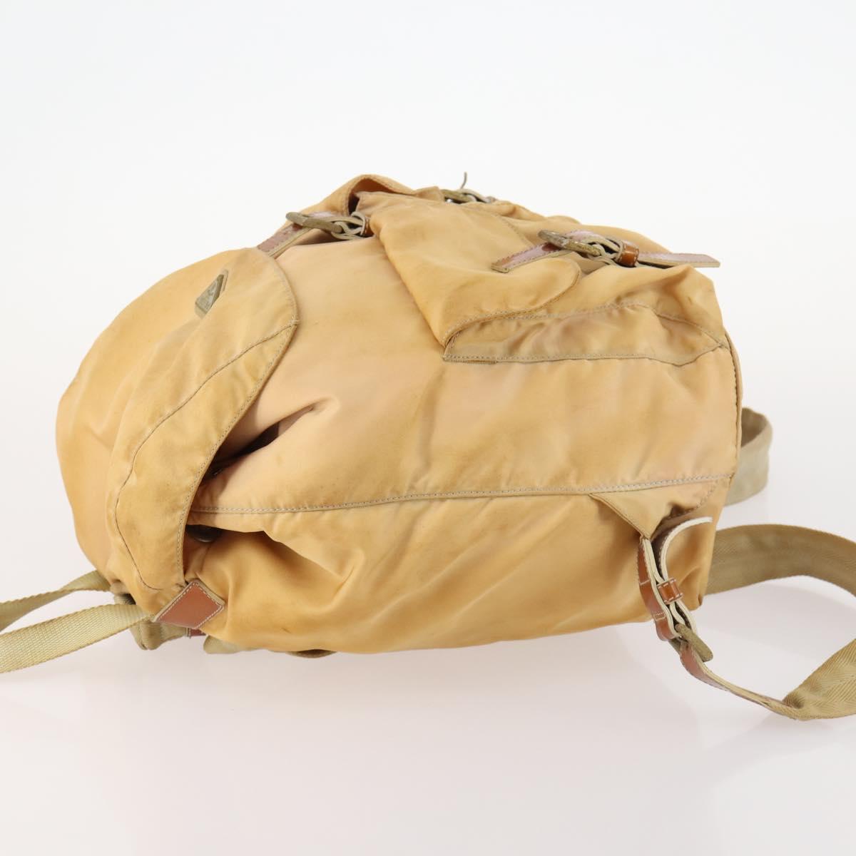 PRADA Backpack Nylon Beige Silver Auth gh1768