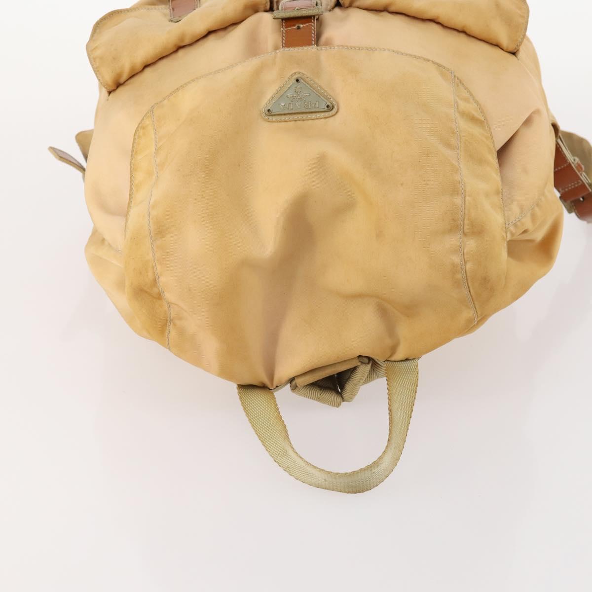 PRADA Backpack Nylon Beige Silver Auth gh1768