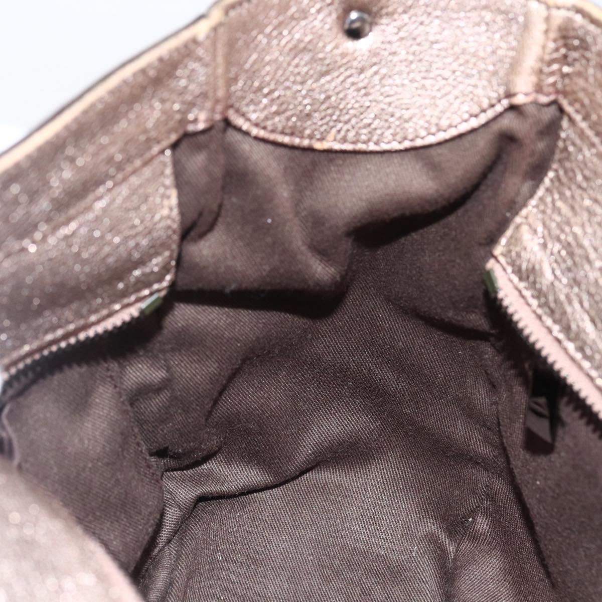 Salvatore Ferragamo Gancini Hand Bag Leather Champagne Gold Silver Auth gh1771