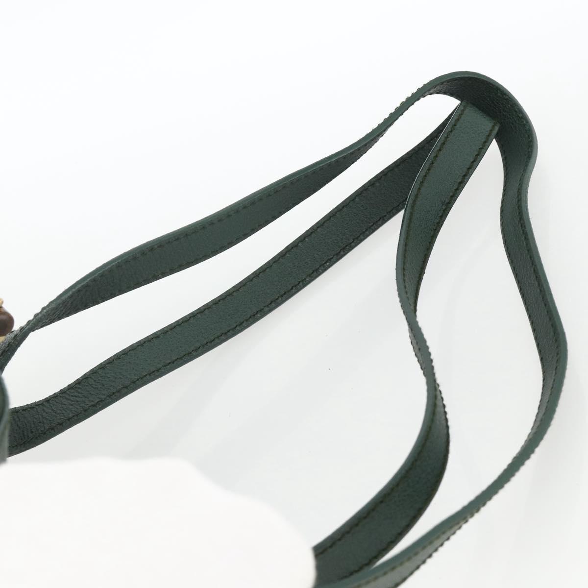 GUCCI Bamboo Backpack Suede Leather Green Gold Auth gh1772