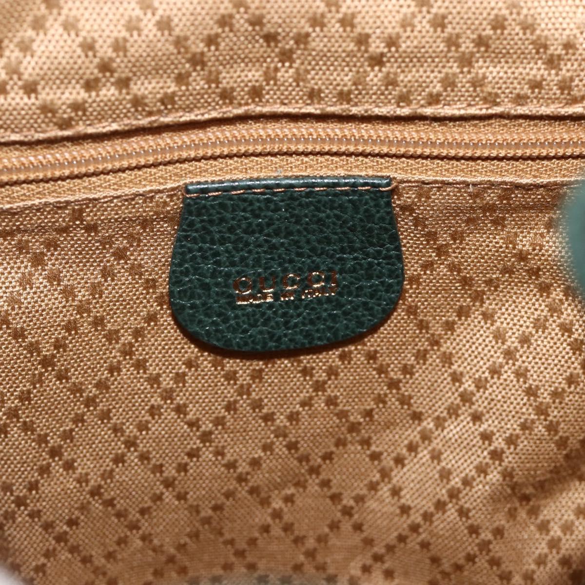 GUCCI Bamboo Backpack Suede Leather Green Gold Auth gh1772