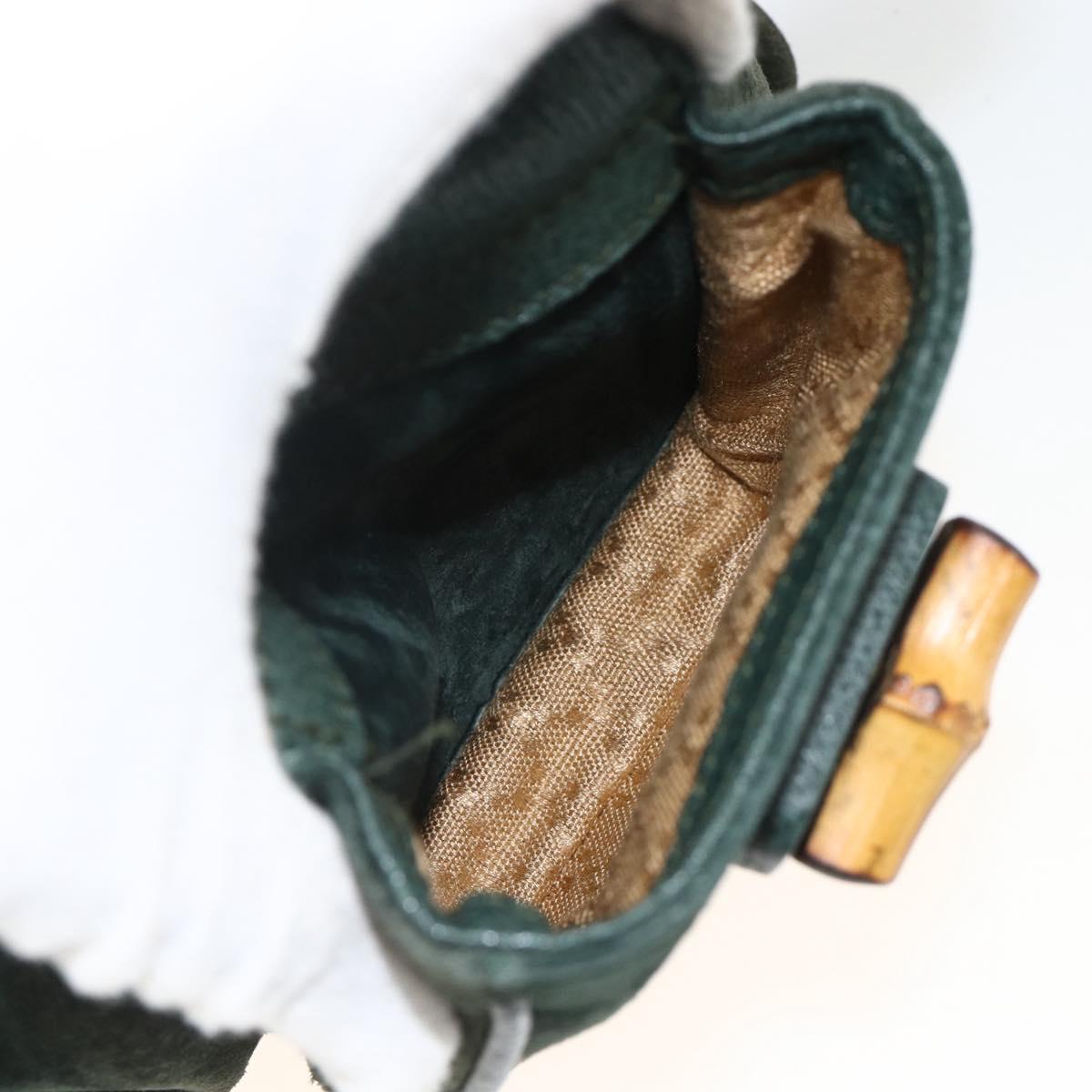 GUCCI Bamboo Backpack Suede Leather Green Gold Auth gh1772