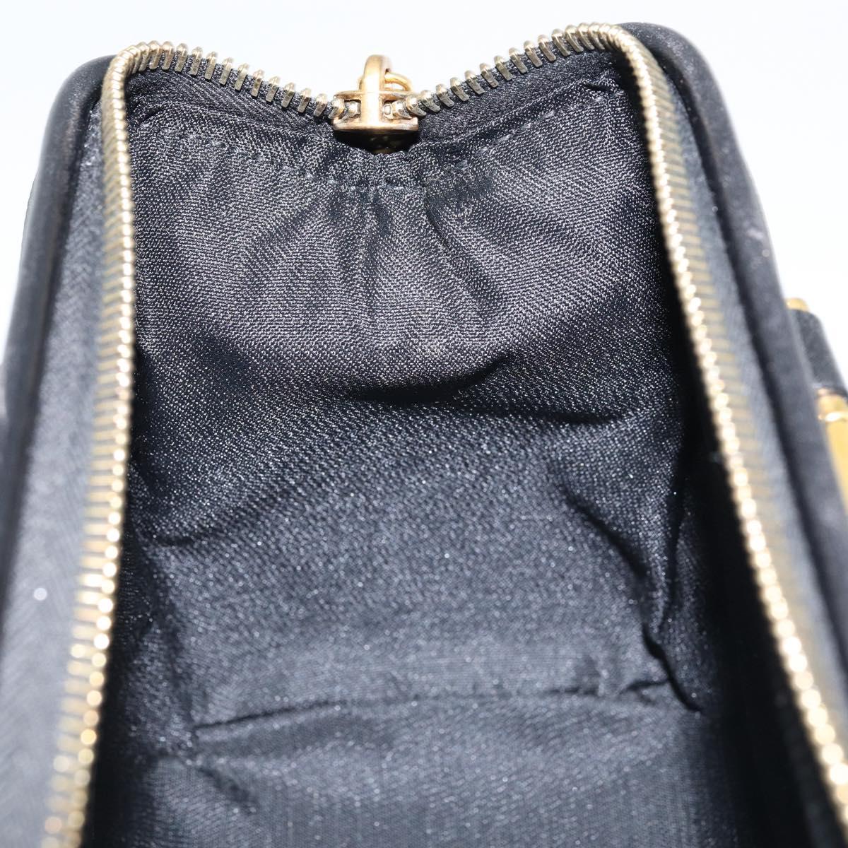 FENDI Pecan Canvas Mini Boston Bag PVC Black Brown gold Auth gh1773