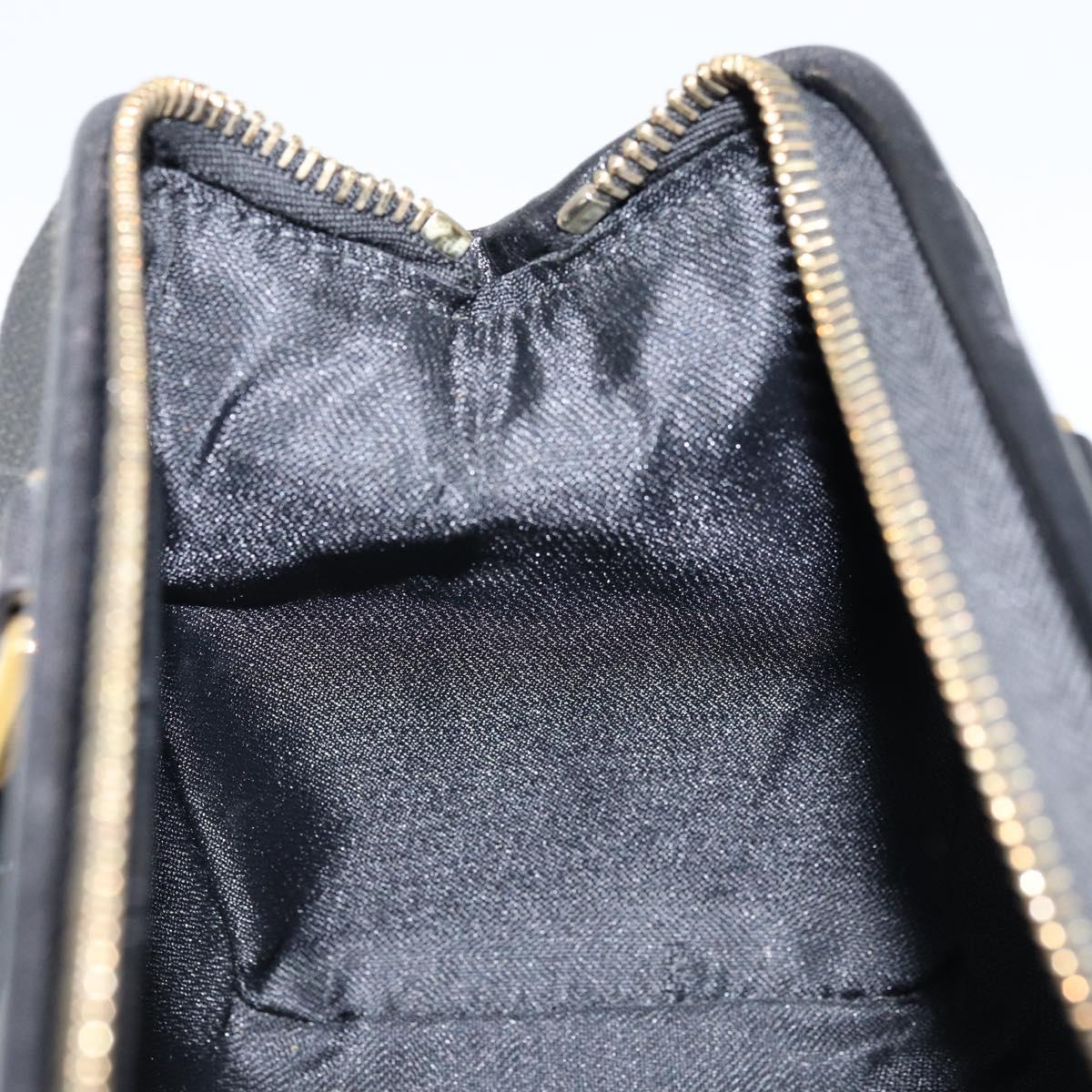 FENDI Pecan Canvas Mini Boston Bag PVC Black Brown gold Auth gh1773