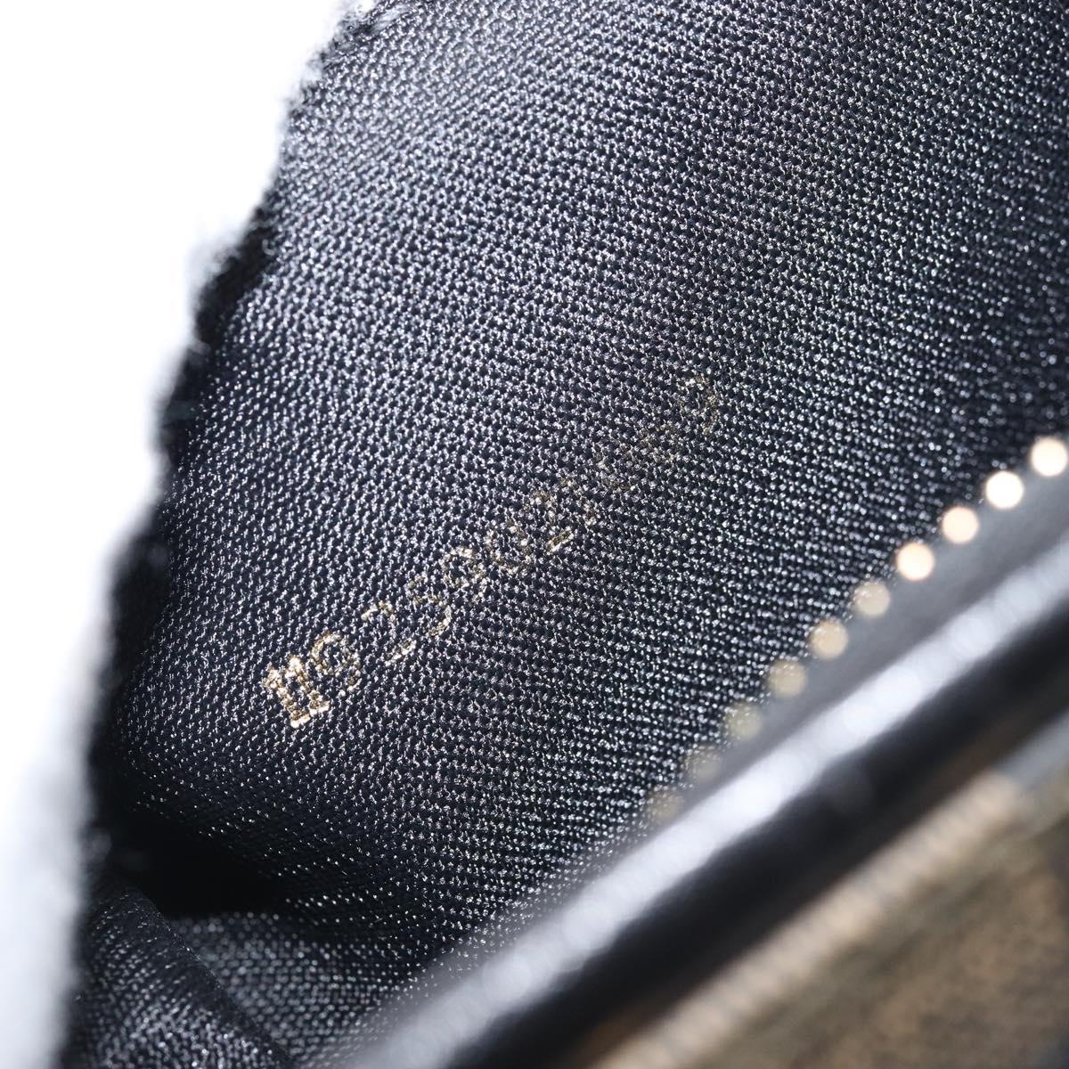 FENDI Pecan Canvas Mini Boston Bag PVC Black Brown gold Auth gh1773