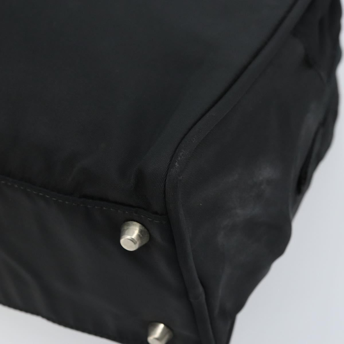 PRADA Hand Bag Nylon Black Silver Auth gh1778